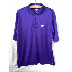 Antigua K-State Wildcats Mens Polo Shirt Purple Short Sleeve Embroidered Solid M